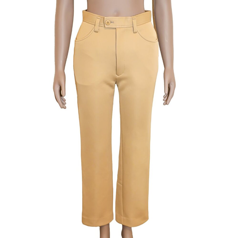 High-Waisted Tan Issey Miyake Trousers Designer Pants Chic Vintage Office Wear